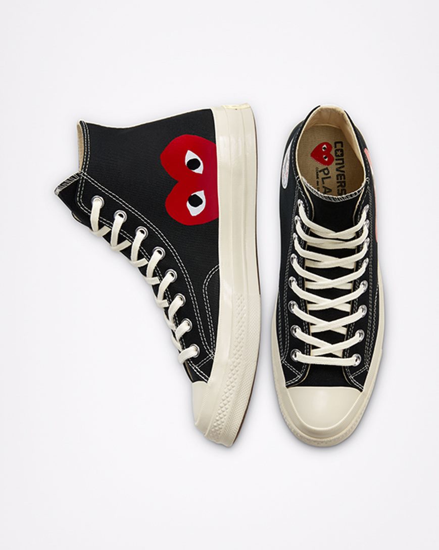 Tenis Converse x Comme des Garçons PLAY Chuck 70 Cano Alto Masculino Pretas Branco Vermelhas | PT B057813